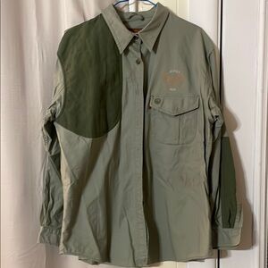 Lady Beretta Green Button Down Shirt with Dress Shirt Collar